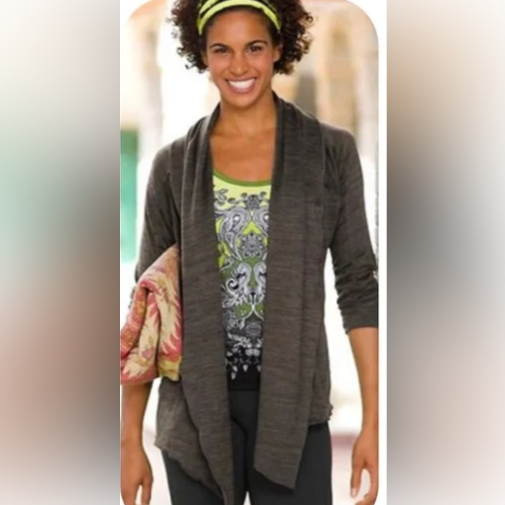 Athleta Women's Haven Wrap Open Cardigan Sweater Charcoal Gray Size Medium